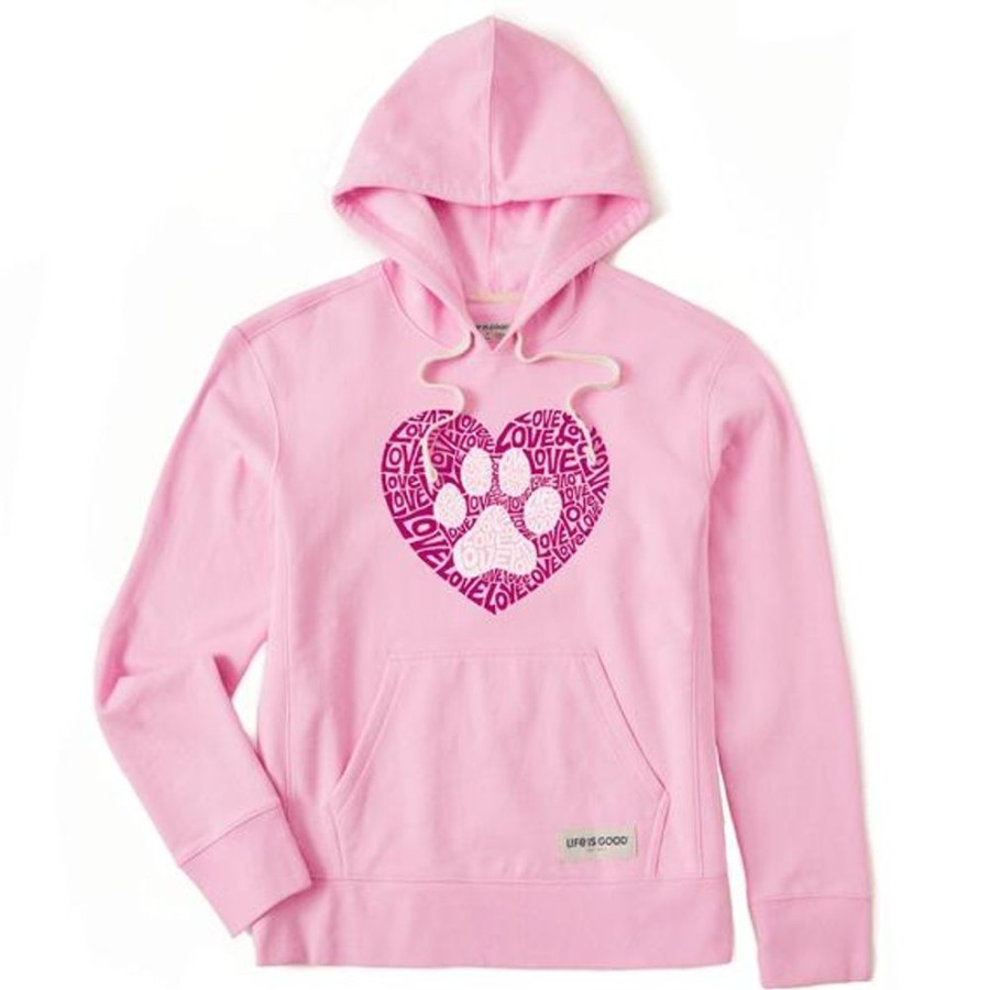 Women Life is Good Sweatshirts & Hoodies | Women'S Animal Heart Simply True Fleece Hoodie Happy Pink