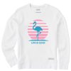 Women Life is Good Sweatshirts & Hoodies | Women'S Retro Sun Flamingo Simply True Fleece Crew Cloud White