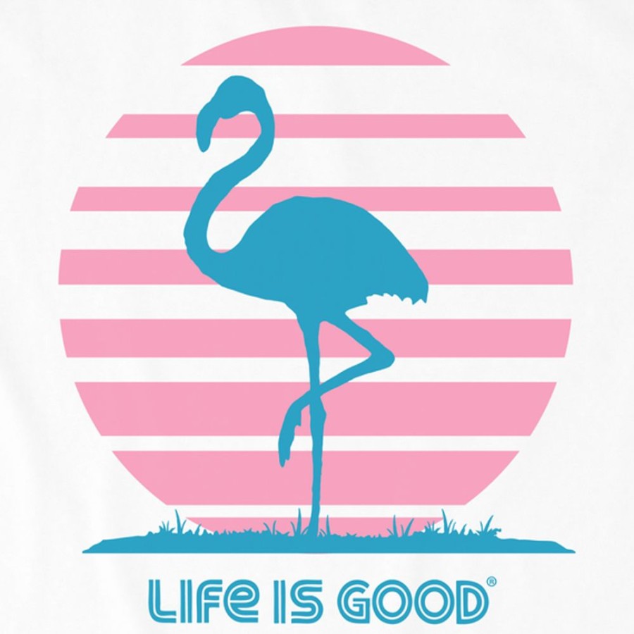 Women Life is Good Sweatshirts & Hoodies | Women'S Retro Sun Flamingo Simply True Fleece Crew Cloud White