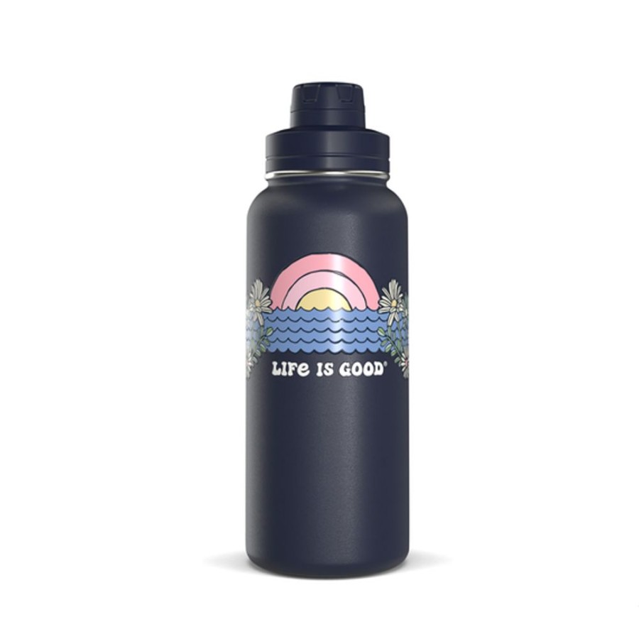 Home Hydrapeak Mugs | Sunset Daisies 32Oz Stainless Steel Water Bottle Navy