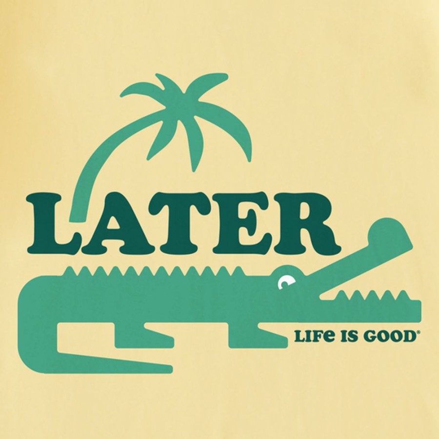 Kids Life is Good Graphic Tees | Kids Clean Later Alligator Crusher Tee Sandy Yellow