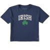 Women Life is Good Graphic Tees | Women'S Clean Irish Clover Boxy Crusher Tee Darkest Blue