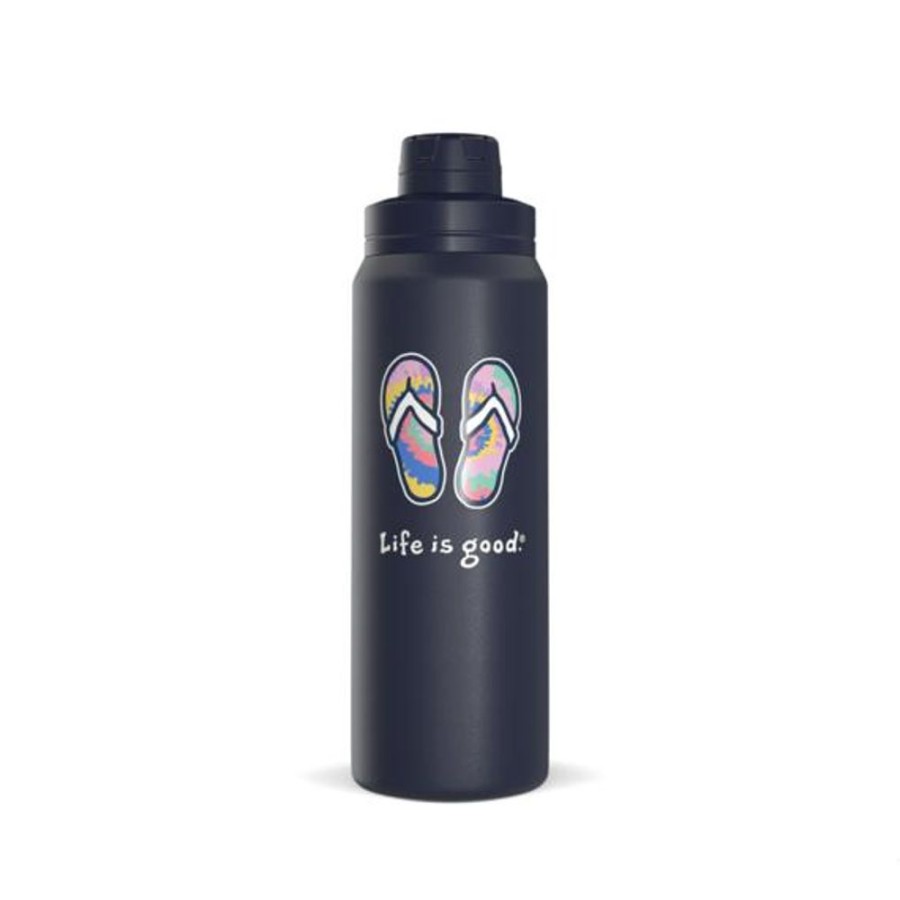 Home Hydrapeak Mugs | Vintage Tie Dye Flip Flops 26Oz Stainless Steel Water Bottle Darkest Blue