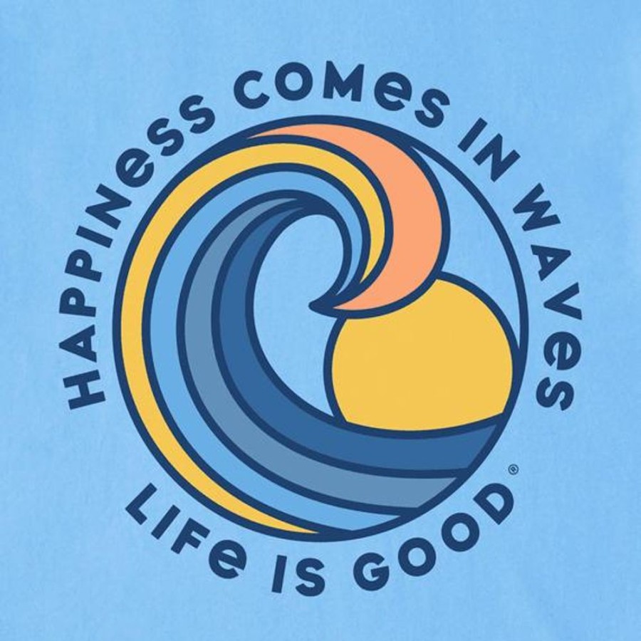 Men Life is Good Graphic Tees | Men'S Happiness Comes In Waves Spectrum Crusher-Lite Tee Cool Blue