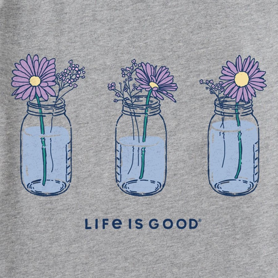 Women Life is Good Graphic Tees | Women'S Floral Jars Crusher Tee Heather Gray