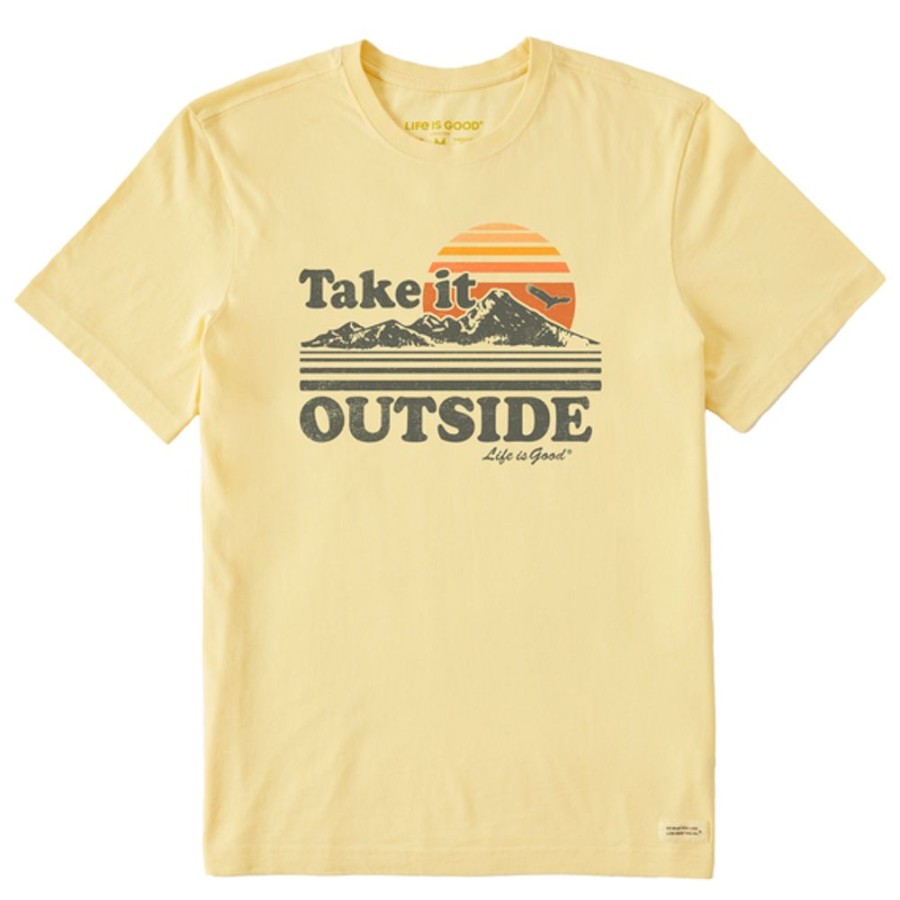 Men Life is Good Graphic Tees | Men'S Take It Outside Retro Short Sleeve Tee Sandy Yellow