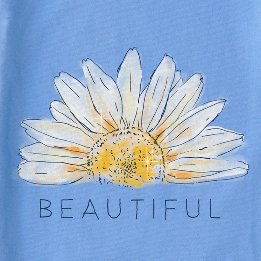 Kids Life is Good Graphic Tees | Kids Watercolor Beautiful Daisy Crusher Tee Cornflower Blue