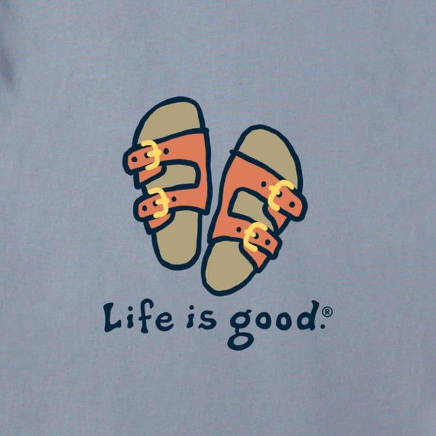 Men Life is Good Graphic Tees | Men'S Lig Sandals Crusher Tee Stone Blue