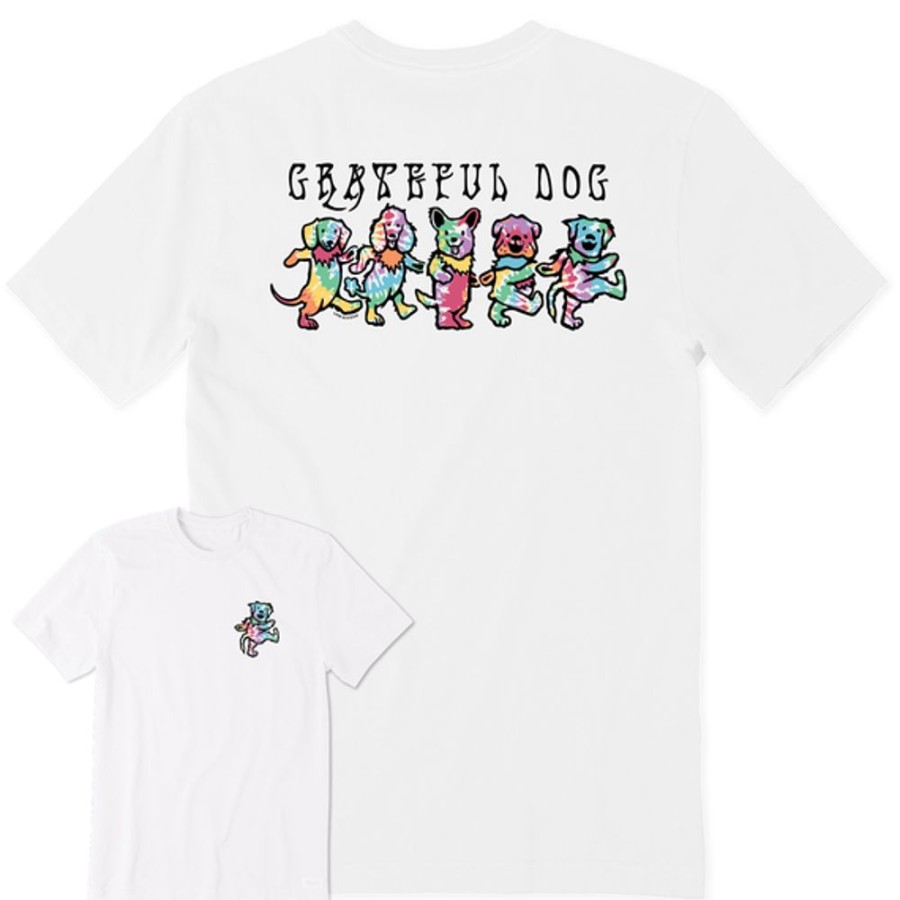 Men Life is Good Graphic Tees | Men'S Grateful Dancing Dogs Short Sleeve Tee Cloud White