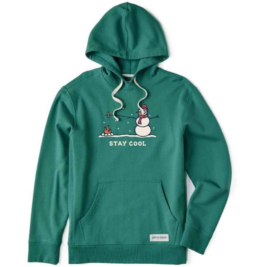 Men Life is Good Sweatshirts & Hoodies | Men'S Vintage Stay Cool Snowman Simply True Fleece Hoodie Spruce Green