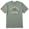 Men Life is Good Graphic Tees | Men'S Naive At My Age Whiskey Glasses Short Sleeve Tee Moss Green