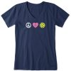 Home Life is Good Pickleball | Women'S Clean Peace Love Pickleball Short Sleeve Vee Darkest Blue