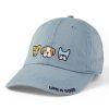 Women Life is Good Hats | Heart Of Dogs Sunwashed Chill Cap Smoky Blue