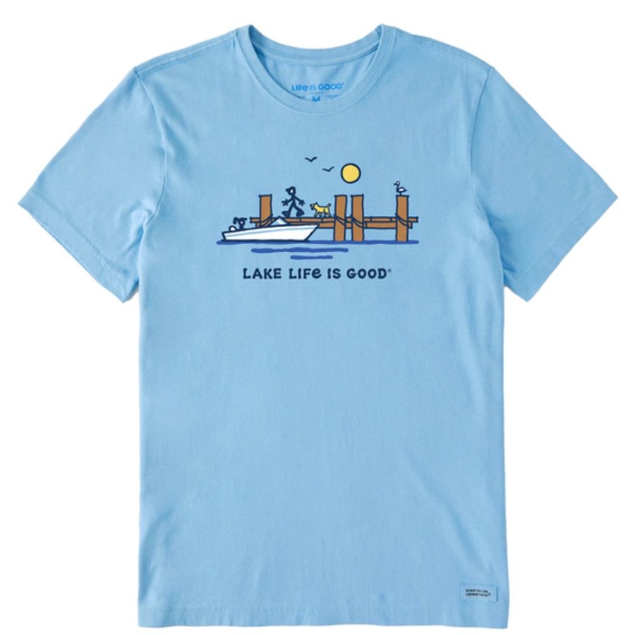 Men Life is Good Graphic Tees | Men'S Dock Lake Life Is Good Crusher Tee Cool Blue