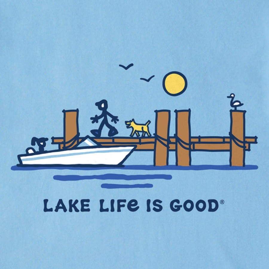 Men Life is Good Graphic Tees | Men'S Dock Lake Life Is Good Crusher Tee Cool Blue