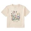 Women Life is Good Graphic Tees | Women'S Realaxed Wildflowers Boxy Crusher Tee Putty White