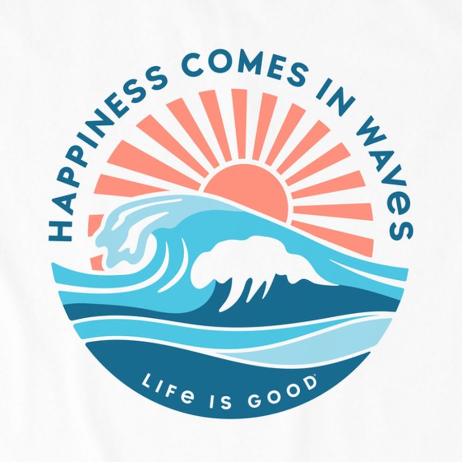 Women Life is Good Graphic Tees | Women'S Happy Waves Short Sleeve Tee Cloud White