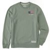 Men Life is Good Sweatshirts & Hoodies | Men'S Flag Forest Lig Simply True Fleece Crew Moss Green