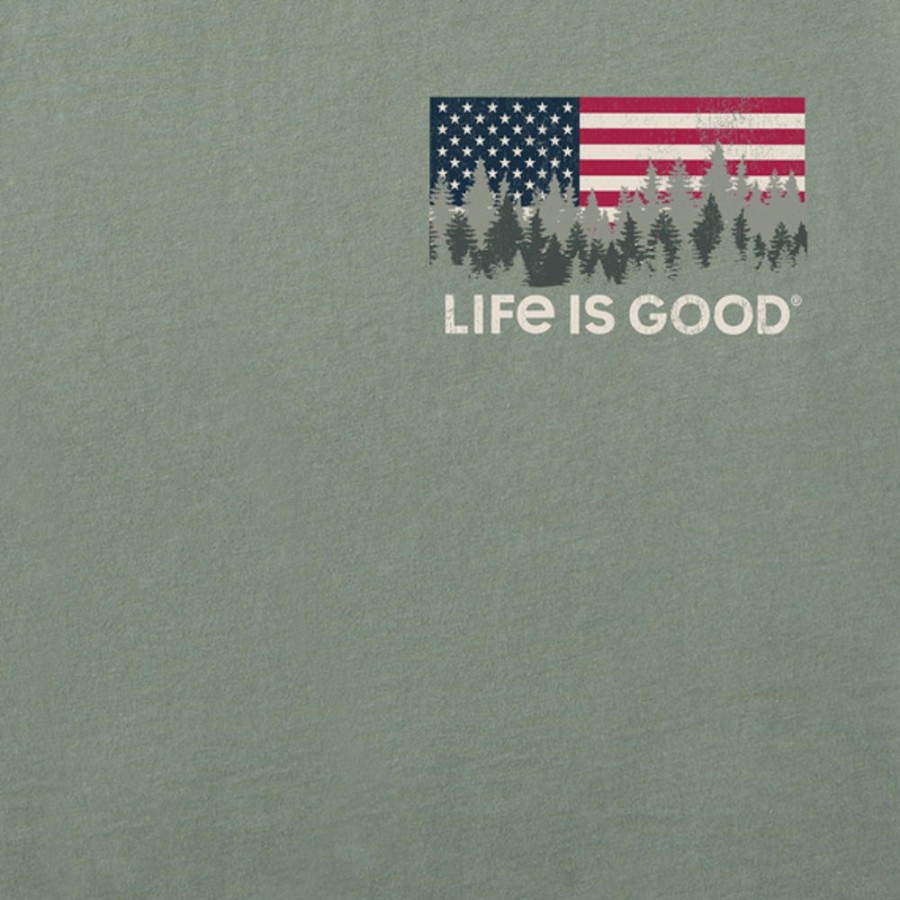 Men Life is Good Sweatshirts & Hoodies | Men'S Flag Forest Lig Simply True Fleece Crew Moss Green