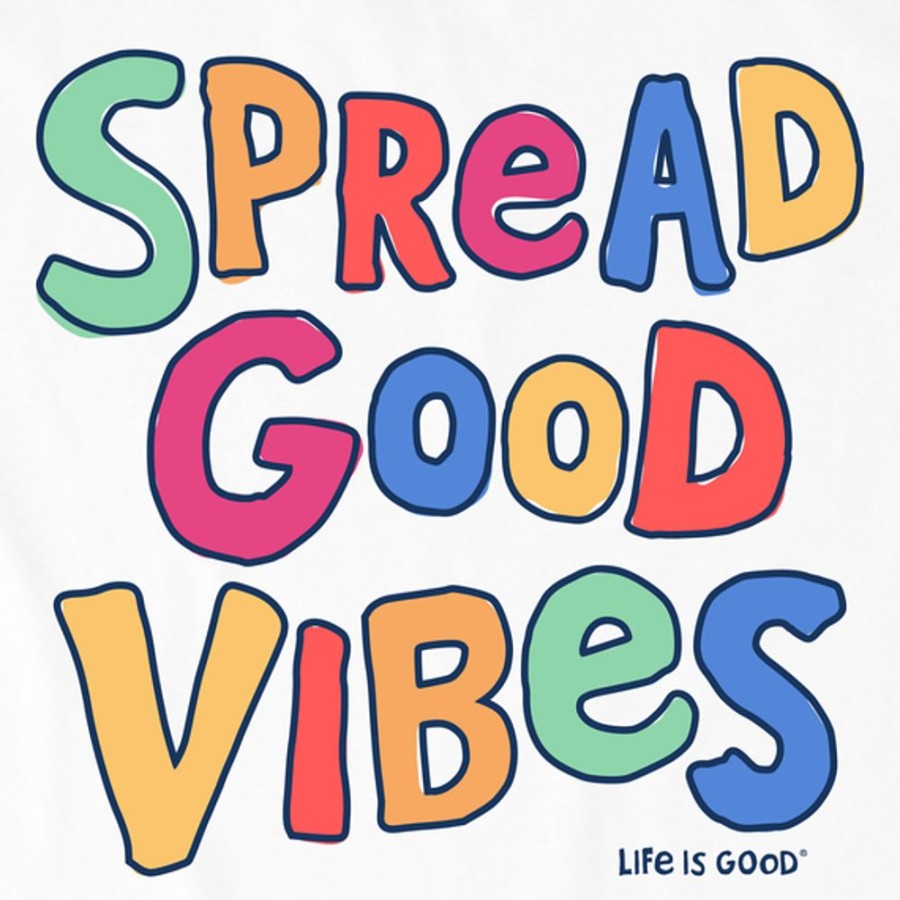 Kids Life is Good Graphic Tees | Kids Wordsmith Spread Good Vibes Crusher Tee Cloud White