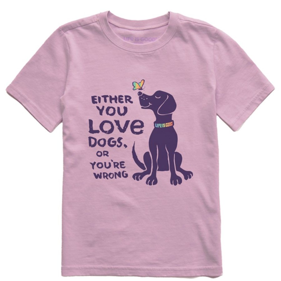 Kids Life is Good Graphic Tees | Kids Inkbrush Love Dogs Crusher Tee Violet Purple