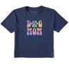 Women Life is Good Boxy Tees | Women'S Groovy Tie Dye Dog Mom Boxy Crusher Tee Darkest Blue