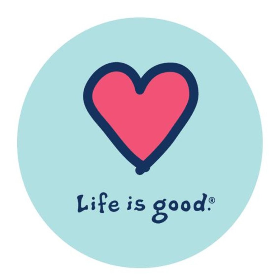 Home Life is Good Stickers & Magnets | Heart Vintage 4" Circle Sticker Bermuda Blue