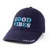 Women Life is Good Hats | Good Vibes Chill Cap Darkest Blue