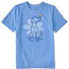 Kids Life is Good Graphic Tees | Kids Spring Daisy Dog Crusher Tee Cornflower Blue