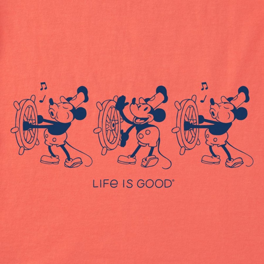 Kids Life is Good Graphic Tees | Kids Clean Steamboat Willie At The Helm Crusher Tee Mango Orange