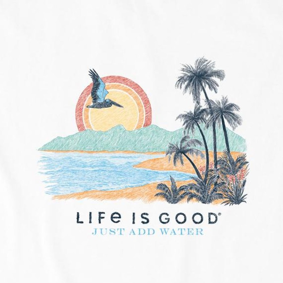 Men Life is Good Graphic Tees | Men'S Just Add Water Beach Short Sleeve Tee Cloud White