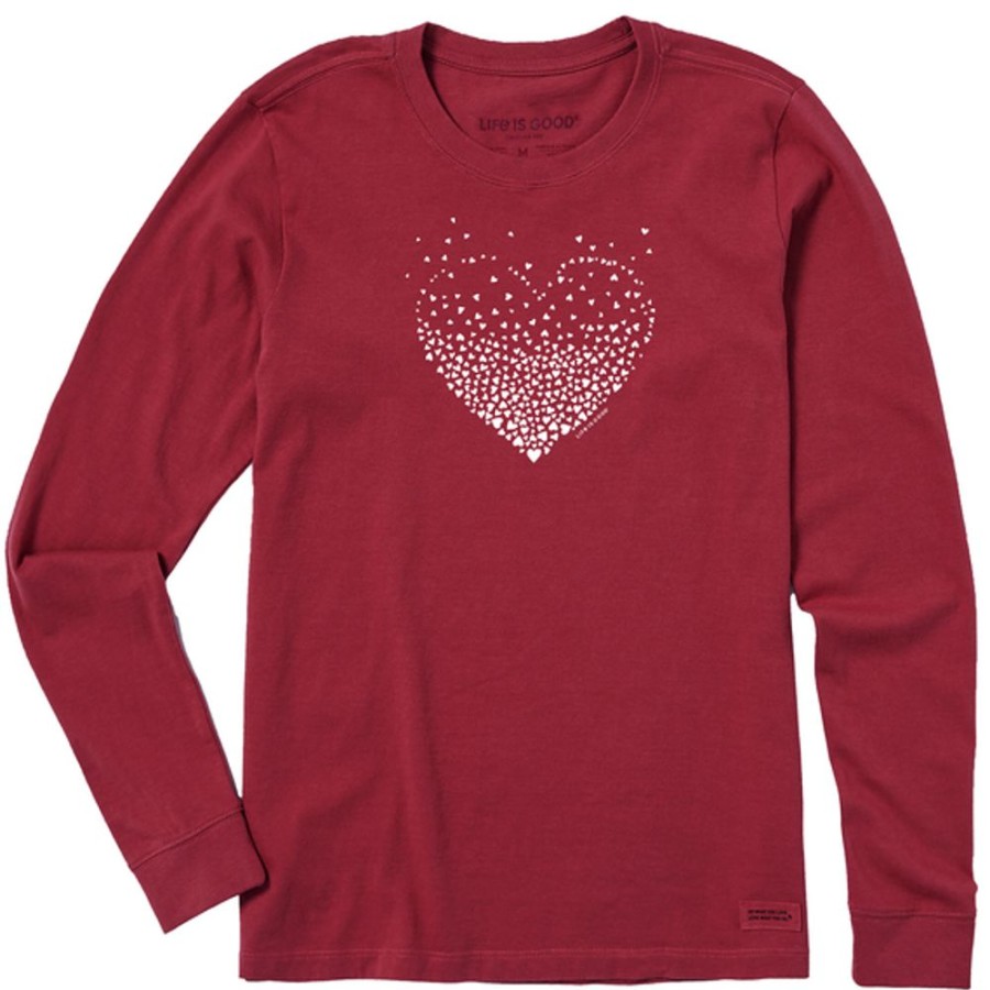 Women Life is Good Graphic Tees | Women'S True Love Long Sleeve Crusher Tee Cranberry Red