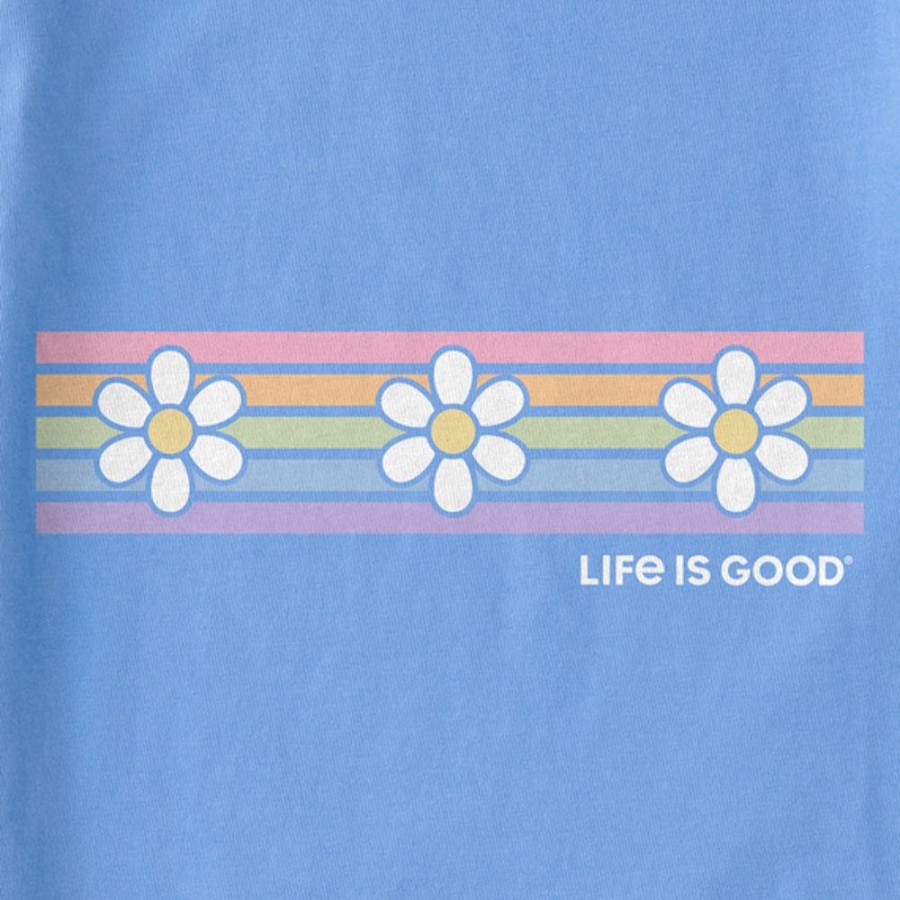 Kids Life is Good Graphic Tees | Kids Clean Daisy Stripes Crusher Tee Cornflower Blue