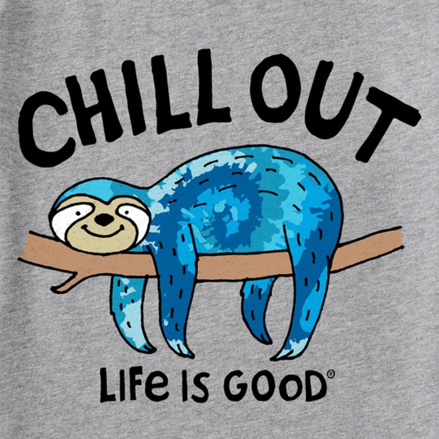 Kids Life is Good Graphic Tees | Kids Tie Dye Chill Out Sloth Crusher Tee Heather Gray