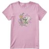 Women Life is Good Graphic Tees | Women'S Realaxed Little Thing Hummingbird Short Sleeve Tee Violet Purple