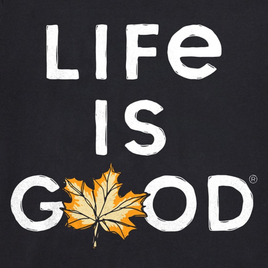 Women Life is Good Sweatshirts & Hoodies | Women'S Branded Stacked Lig W Leaf Simply True Fleece Hoodie Jet Black