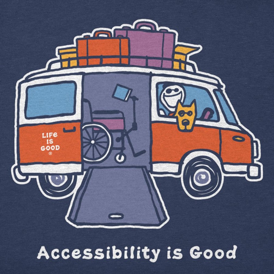 Kids Life is Good Graphic Tees | Kids Vintage Accessibility Is Good Crusher Tee Darkest Blue