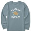 Kids Life is Good Graphic Tees | Kids Turtley Awesome Long Sleeve Crusher Tee Smoky Blue