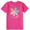 Kids Life is Good Graphic Tees | Kids Happy Daisy Crusher Tee Raspberry Pink