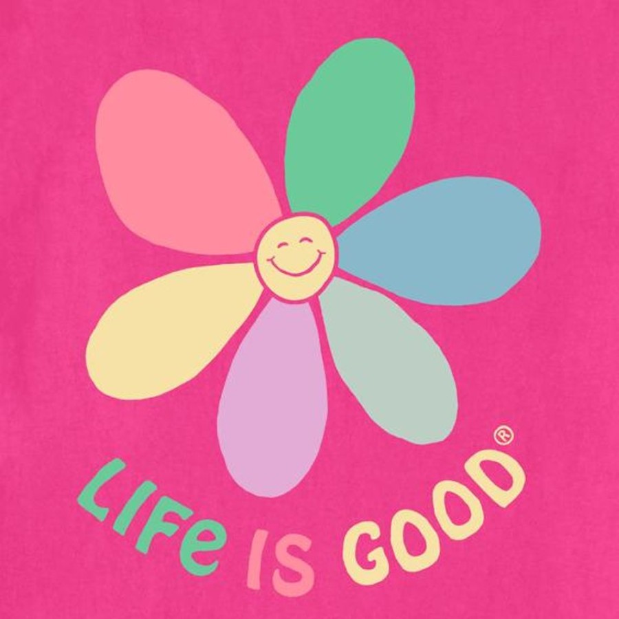 Kids Life is Good Graphic Tees | Kids Happy Daisy Crusher Tee Raspberry Pink