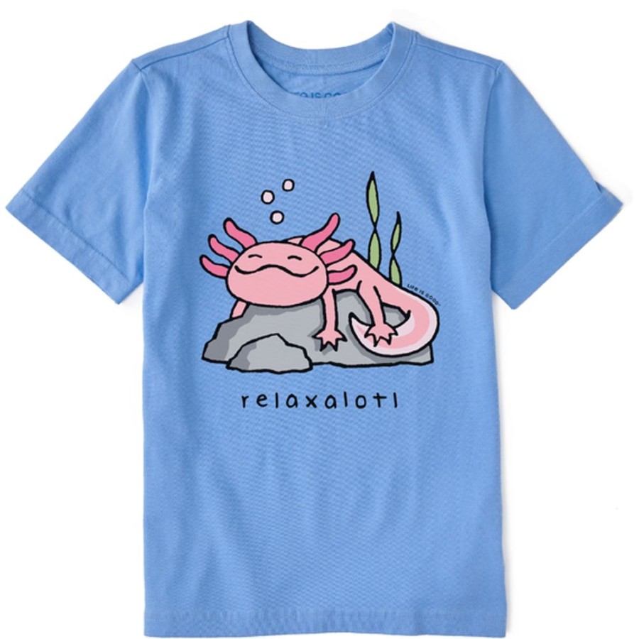 Kids Life is Good Graphic Tees | Kids Relaxalotl Crusher Tee Cornflower Blue