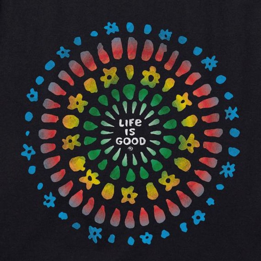 Women Life is Good Graphic Tees | Women'S Joy Explosion Vibes Long Sleeve Crusher Vee Jet Black