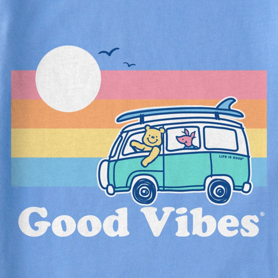 Kids Life is Good Graphic Tees | Kids Vintage Good Vibes Winnie & P Van Crusher Tee Cornflower Blue