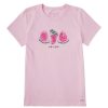 Women Life is Good Graphic Tees | Women'S Watermelon Slices Watercolor Doodle Short Sleeve Tee Seashell Pink