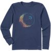 Women Life is Good Graphic Tees | Women'S Breathe Moon Long Sleeve Crusher Tee Darkest Blue