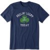 Men Life is Good Graphic Tees | Men'S Feelin' Lucky Today Crusher Tee Darkest Blue