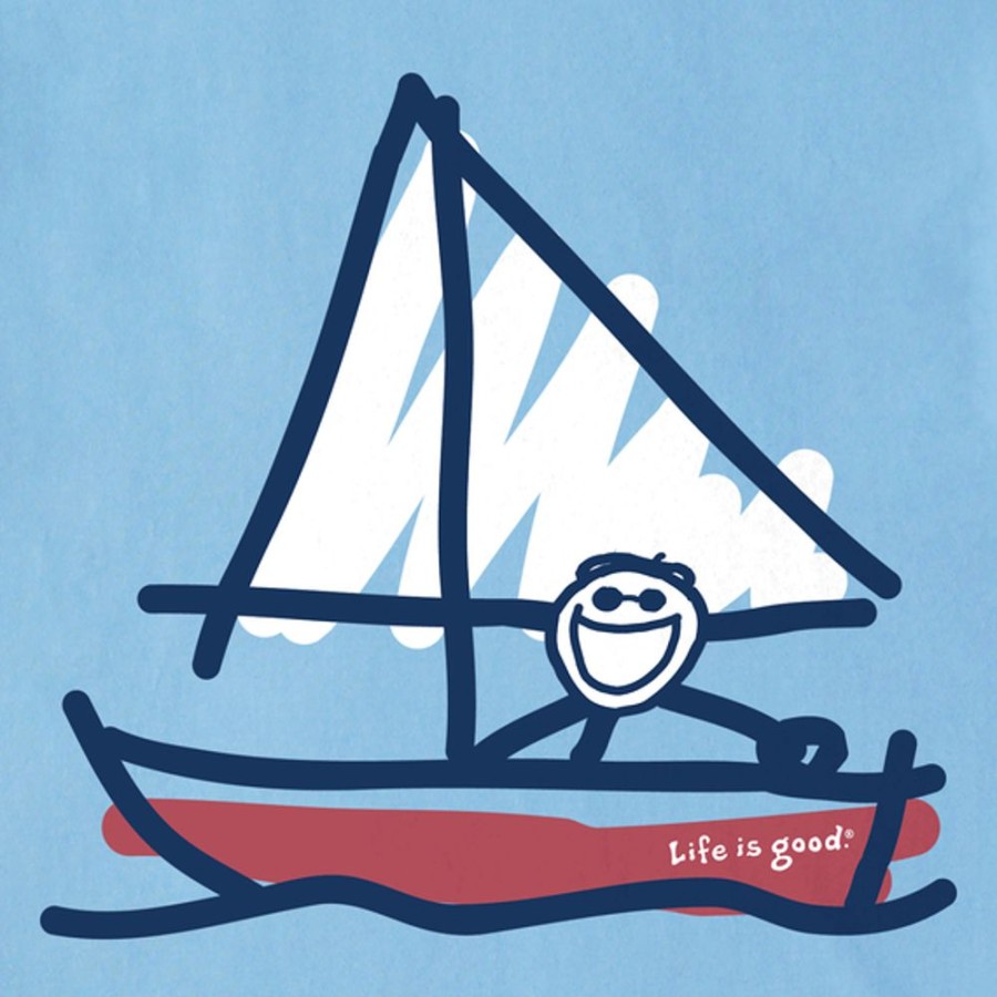 Men Life is Good Graphic Tees | Men'S Sailboat Jake Crusher-Lite Tee Cool Blue