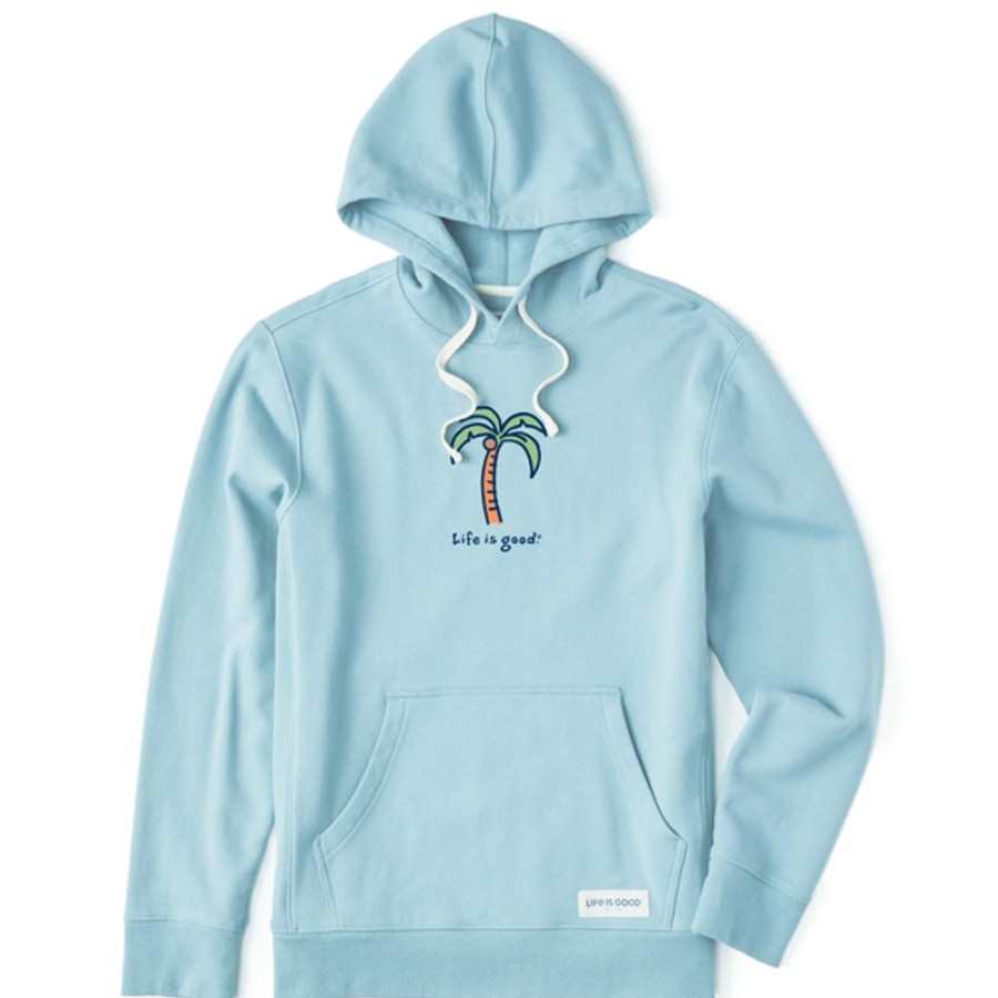 Men Life is Good Sweatshirts & Hoodies | Men'S Palm Tree Simply True Fleece Hoodie Beach Blue