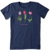 Women Life is Good Graphic Tees | Women'S Detailed Three Tulips Crusher Tee Darkest Blue