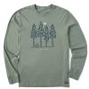 Men Life is Good Graphic Tees | Men'S Quirky Snowy Woods Long Sleeve Crusher Tee Moss Green